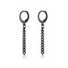 2pcs/set Black Or Silvery Unisex Punk Stainless Steel Cross Cone Feather Chain Pendant Hoop Earrings Ear Stud Jewelry Set