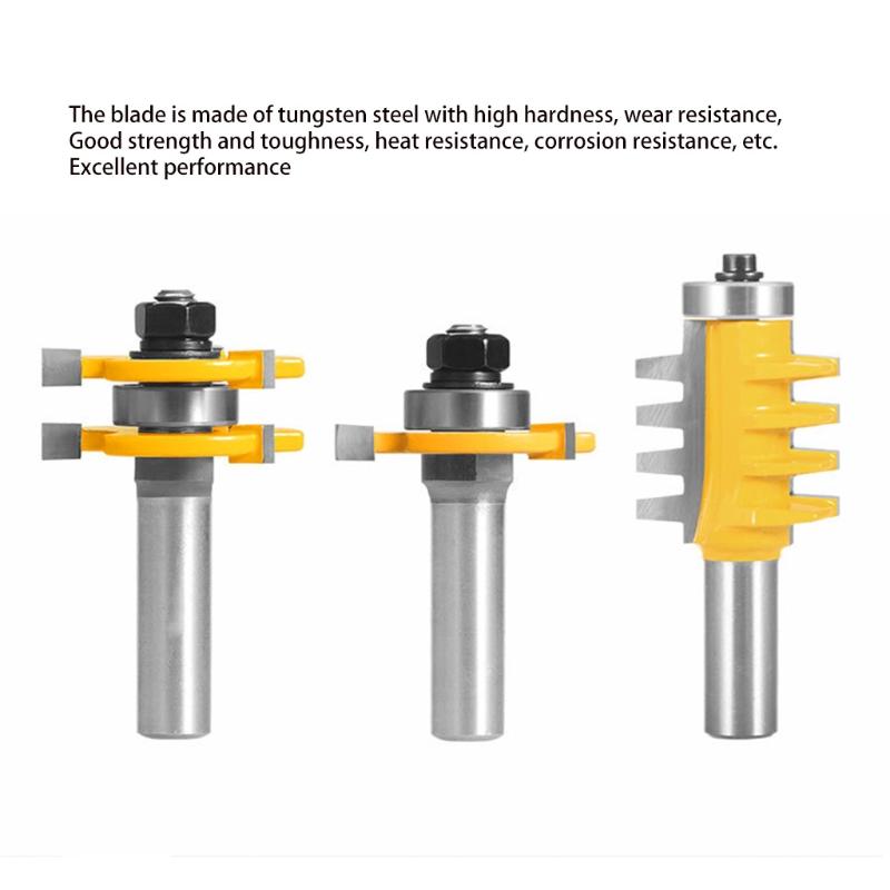 Professional Router Bit Set 1/2 1/4 Shank High Impact Strength Carbide Alloy Tenon Material Milling Tool for Woodworking