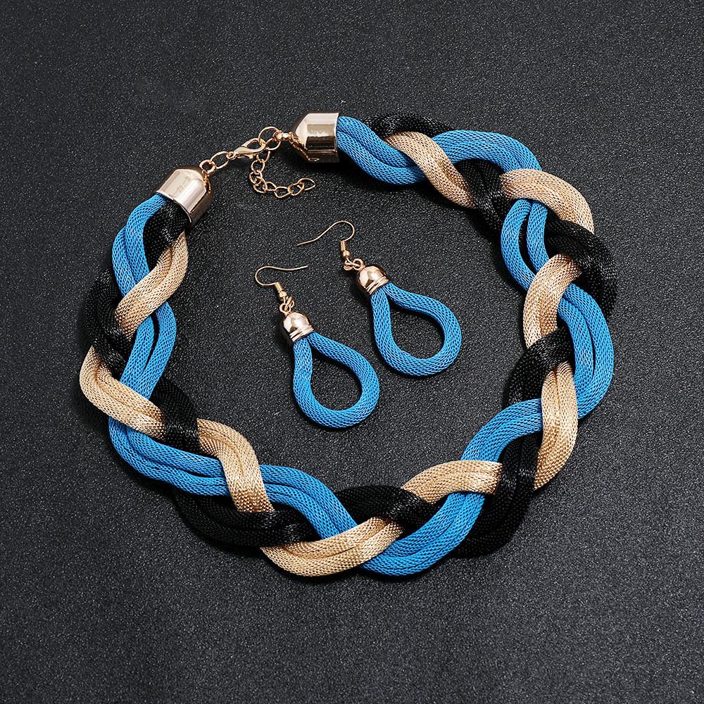 Style Necklace European And Earrings Jewelry Set With Geometric Design For Women