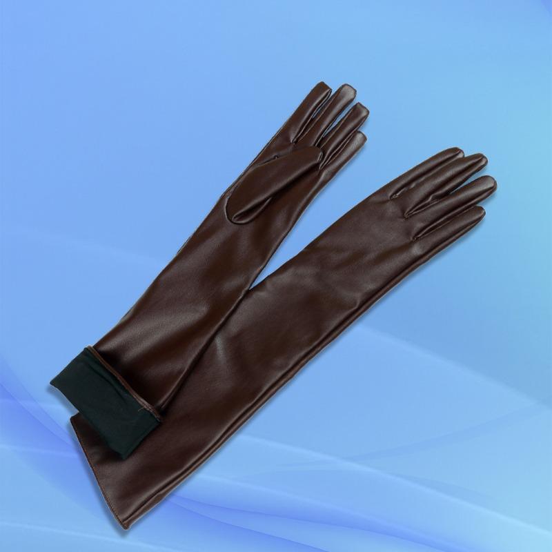 Meier Women's 50cm leather gloves - extended length fashion pu leather gloves