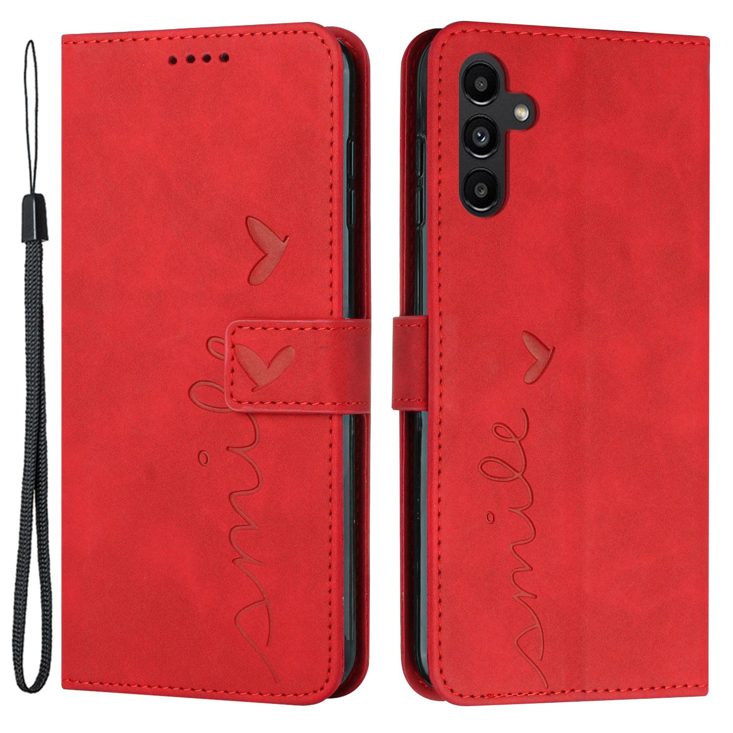 

For Samsung Galaxy A55 5G Magnetic Phone Case Skin-touch PU Leather Wallet Cover Red