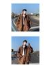 Men's Trendy Autumn/Winter American Style Brown Leather Bomber Jacket with Matte Finish and Padded Shoulders