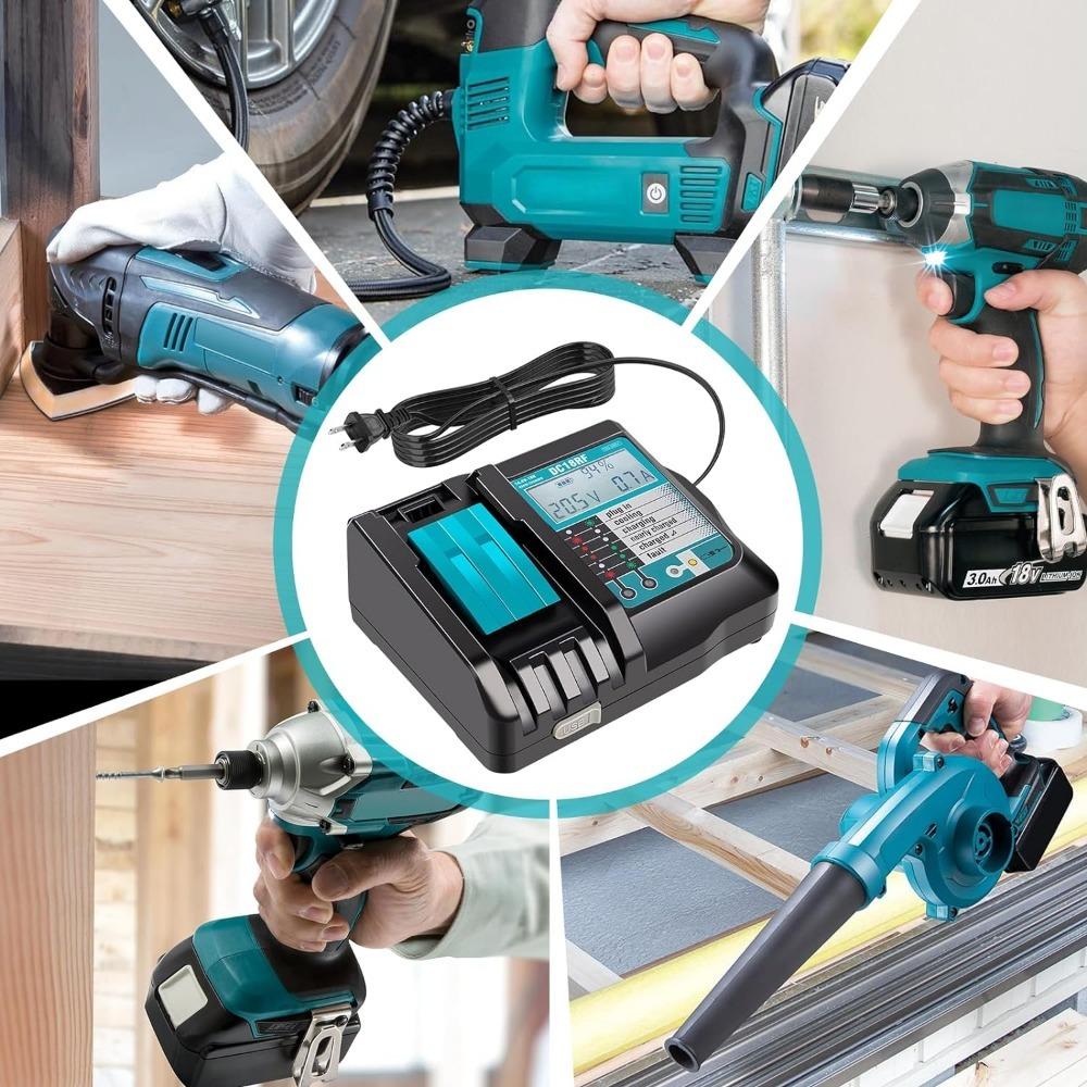 DC18RF Li-ion Super Fast Charger for 14.4V-18V Lithium Battery BL1860B,BL1830,,BL1415,BL1440 with LED Screen, USB Port