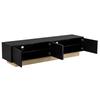 Modern Black TV Stand with Wood Grain – 175 Cm – Minimalist, Curved Design – Plenty of Storage Space and Cable Management