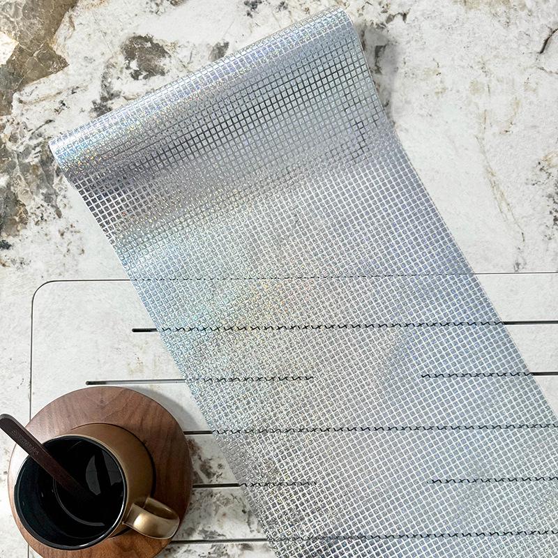 Gold Foil Plaid Sequin Party Table Runner