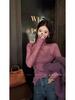 Women's French Retro Sheer Slim Fit Turtleneck Shirt - Spring/Autumn Layering Top