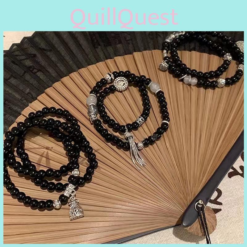 White Lion Dance Glass Bracelet Unique Carving For Men And Women Retro Style Chinese