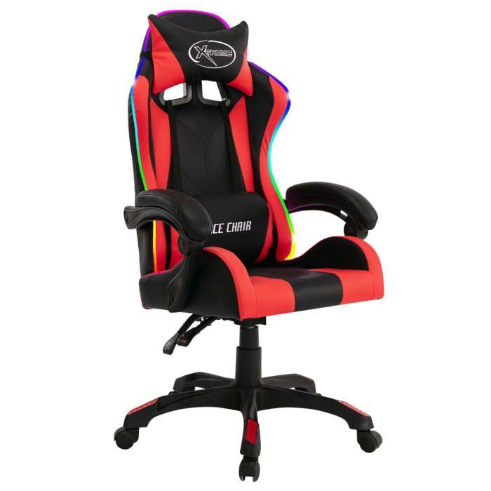 VidaXL Gaming Armchair with LED Office Chair Racing Chair Computer Chair Recliner RGB Red 287997