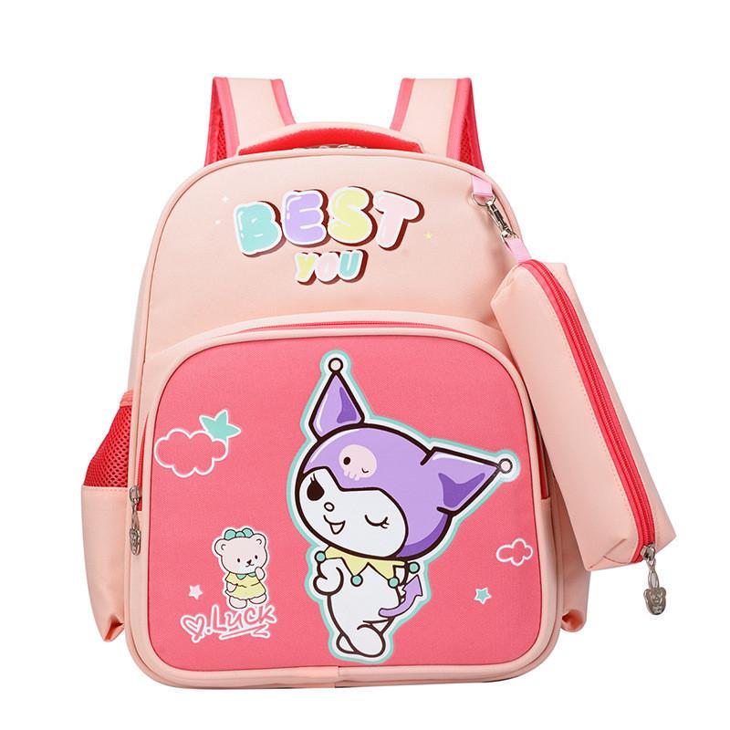 Cute Cartoon Kids Backpack With Pencil Case Large Capacity Lightweight Design розовый