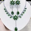Modny Luksusowy Zestaw Naszyjnika i Kolczyków z Cyrkoniami Noszenie Spódnicy Zielony Chwost Kwiatowy