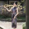New Chinese-style Purple Satin Improved Cheongsam 1 New Women's Jiangnan Style Sleeveless Long Thin National Style Dress