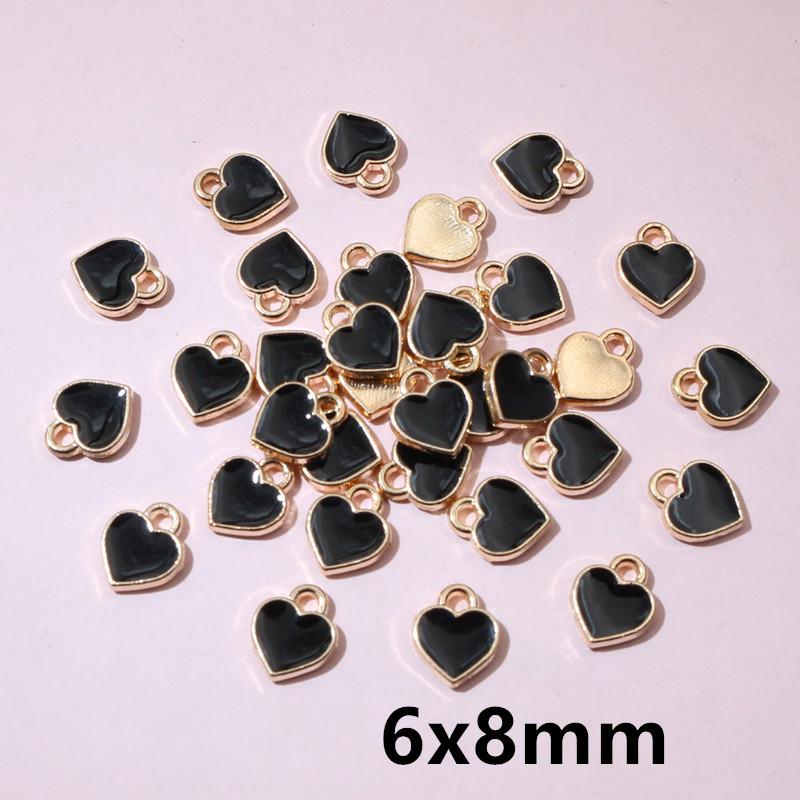 50Pcs 7x8mm Small Colorful Alloy Heart Charms Cute Love Pendants For DIY Bracelet Necklaces Jewelry Making Accessories