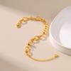 18K Gold-Plated Color-Preserving Geometric Round Bracelet for Women Fashion Metallic O-Shaped Chain Thick Chain Bracelet Jewelry