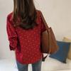 Polka Dot Printed Chiffon Shirt Women's Long Sleeved Top Shirt