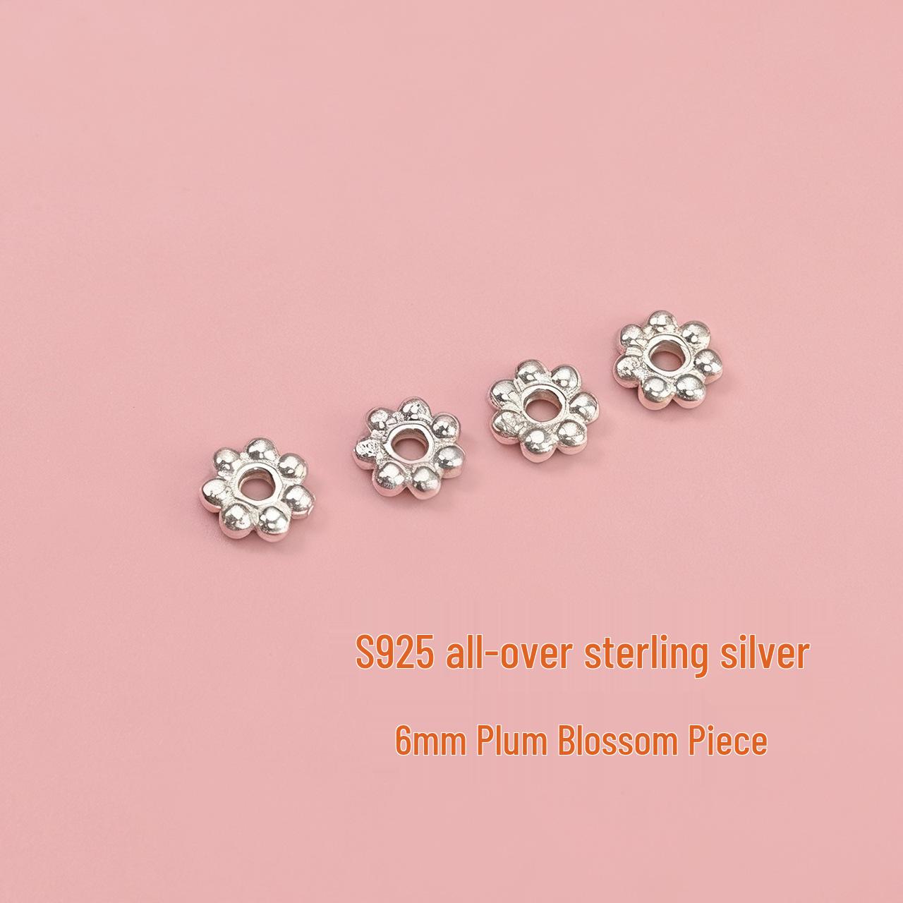 Sterling Silver Plum Blossom Spacer Bead for DIY Jewelry and Handcrafting S925 Silver (with hallmark)