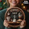 Vintage Rustic Coffee Shop Round Wooden Style HighDefinition Metal Tin Sign  D Flat Products Design with Enhanced Depth  Art