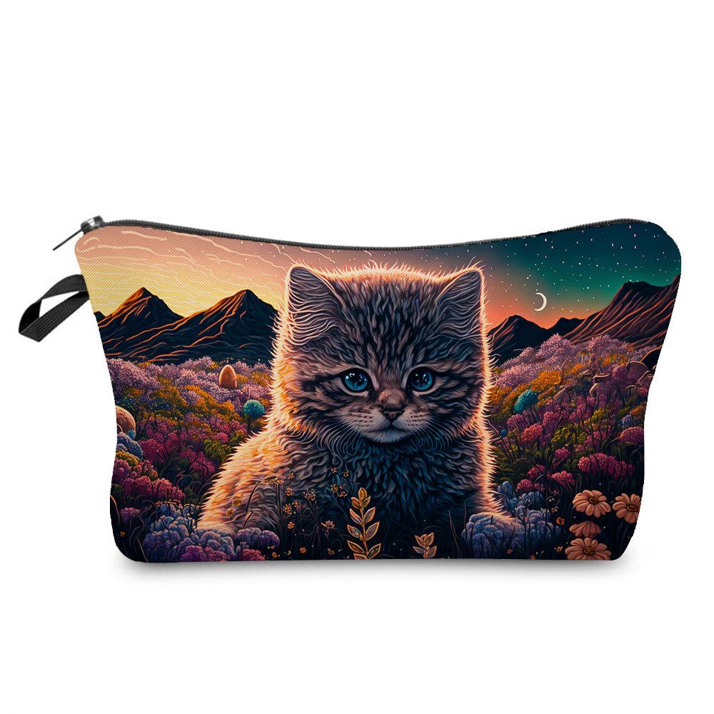 Women Cat Print Cosmetic Bag Toiletries Organize Travel Storage Case 6772