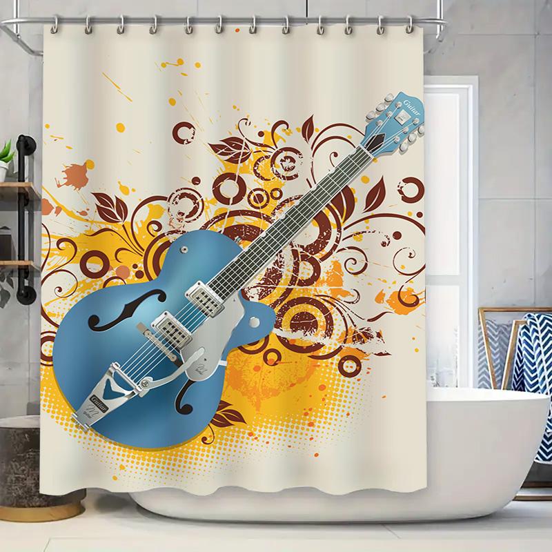 

Яркая шторка для душа с электрогитарой, водонепроницаемая, для декора дома, аксессуары для ванной комнаты 90x180cm