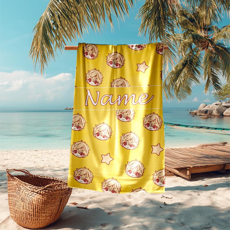 Personalized customized proof beach towel with Tsukasa Tenma pattern - soft, absorbent,quick-drying,perfect swimming,camping&bathing