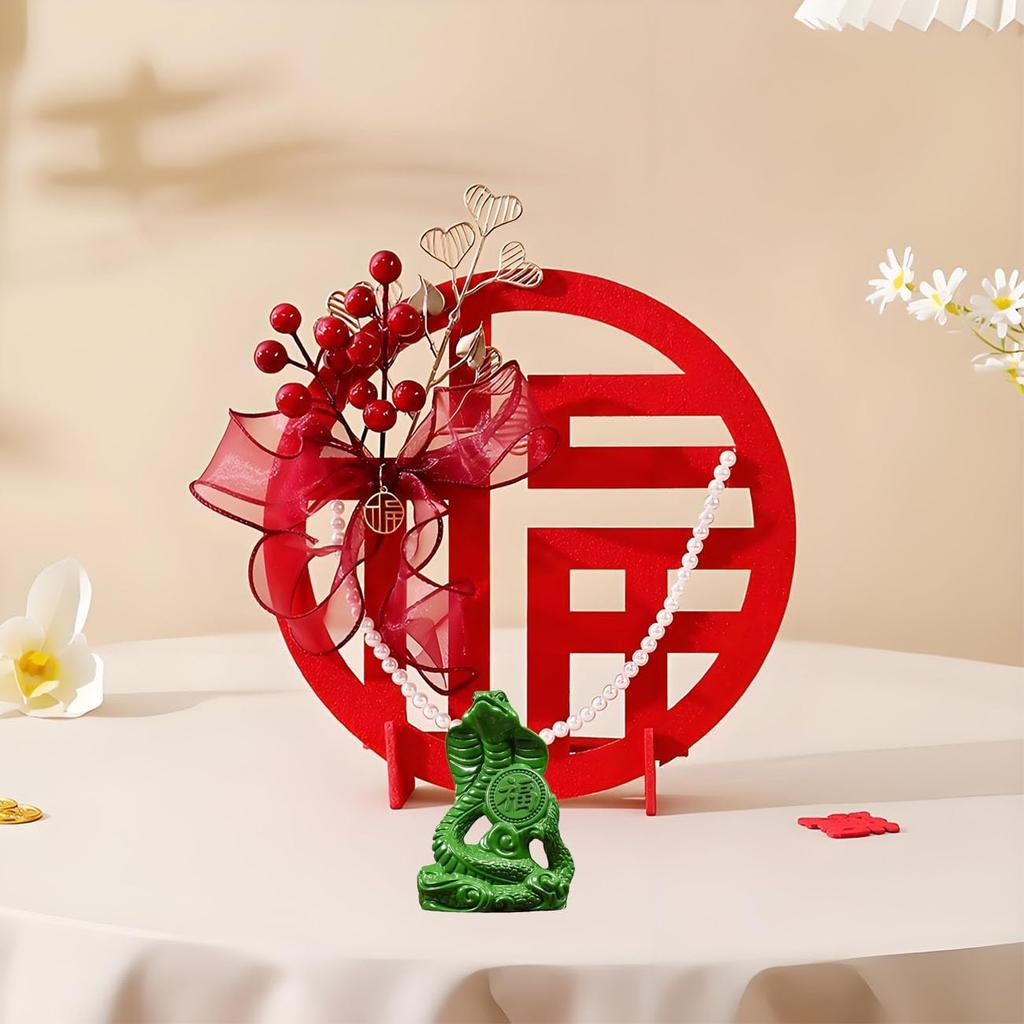Snake Statue Small Wooden Chinese Zodiac Feng Shui Snake Figurines 2025 Year of The Snake Gift Snake Sculpture Ornaments for Luck Success Wealth