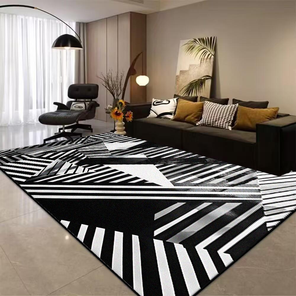 Nordic Style Black Large Carpet Non-slip Living Room Decoration Sofa Area Rug Easy Clean Coffee Table Mat Bedroom Lounge Rugs