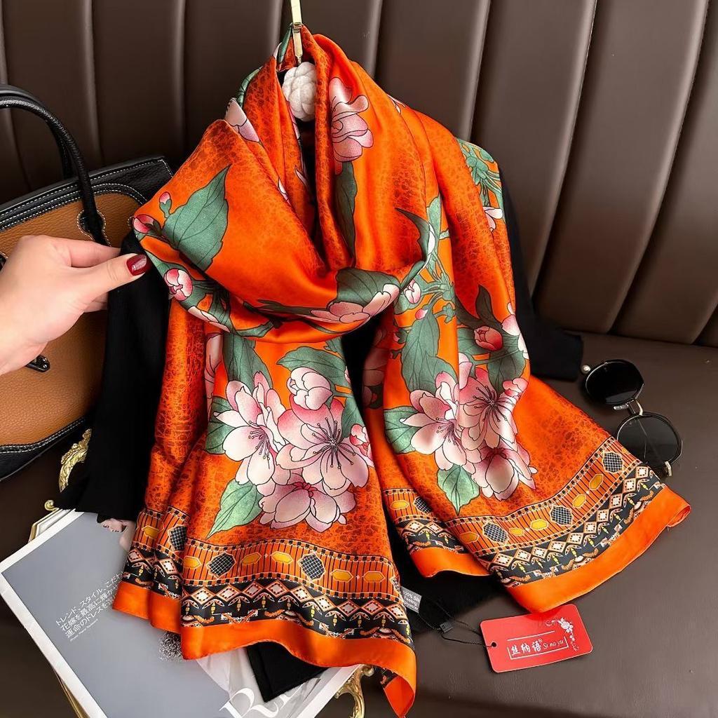 Hangzhou Silk Silk Scarf Autumn and Winter Shawl Two-purpose Thin Style Versatile Fashion New High-end High-end Exterior Matching