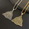 Stainless Steel Pentagram Triple Moon Pendant Celtic Trinity Knot Necklace