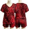 Summer European Streets Leopard Style Printed V-Neck Short Sleeved T-Shirt And Shorts Set Women's and Men's T-shirt Shorts Set