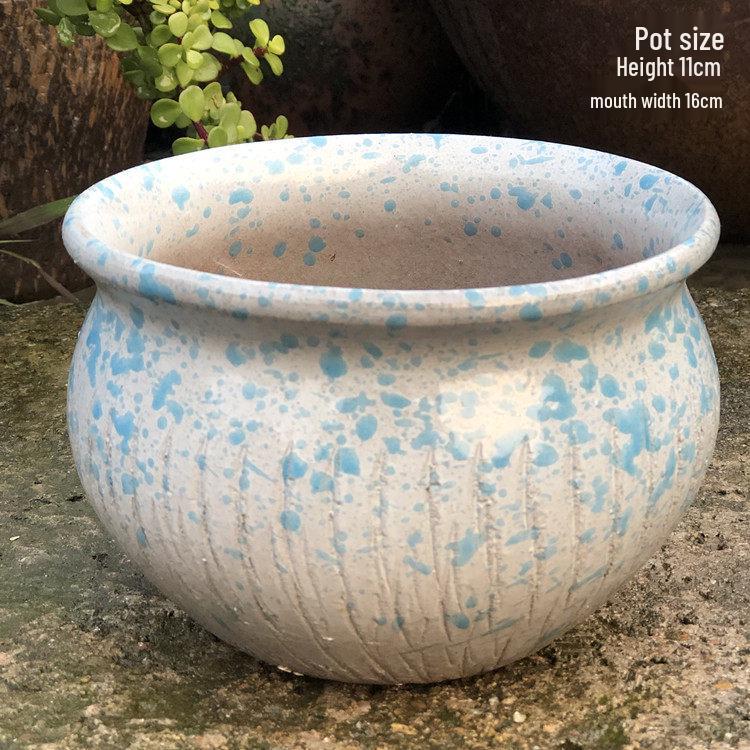 Handmade Large Coarse Pottery Succulent Flower Pot – Round Purple Sand Ceramic Planter