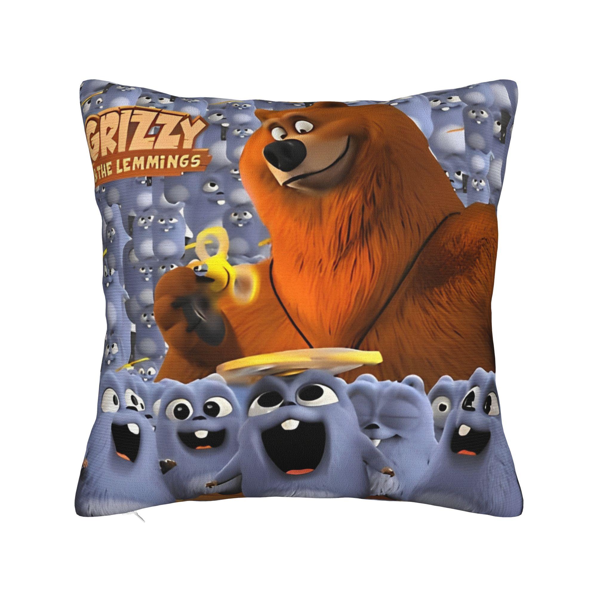 

Grizzy and The Lemmings Cartoon Pillowcases Merch Soft Cushion Cover Throw Pillow Cover Home Decor Zipper Multi Size 20x20in 50X50cm