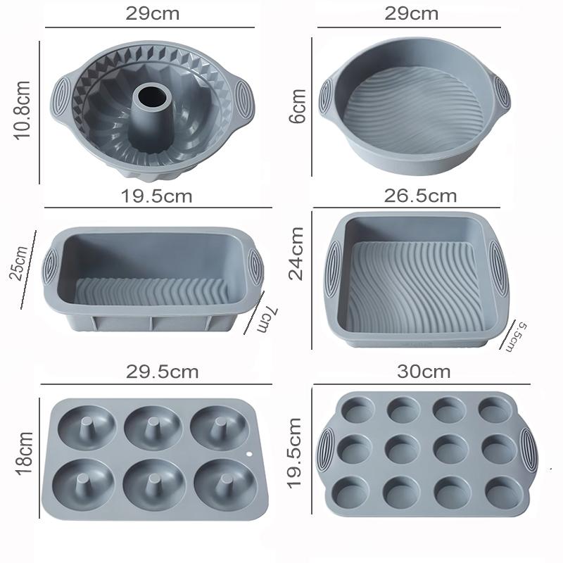 Gray Silicone Cake Pan High Temperature Resistant Cake Mold DIY Pastry Baking Tools Muffin 3D Bread Baking Accessories