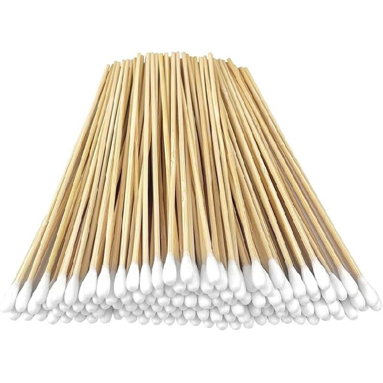 6  Cotton Swabs 200 Pcs - Long Cotton Swabs with Precision Tips and Bamboo Sticks - 6 Inch Pointed Cotton Swabs for Gun Cleaning & Maintenence, 1 Bag-200 Pcs