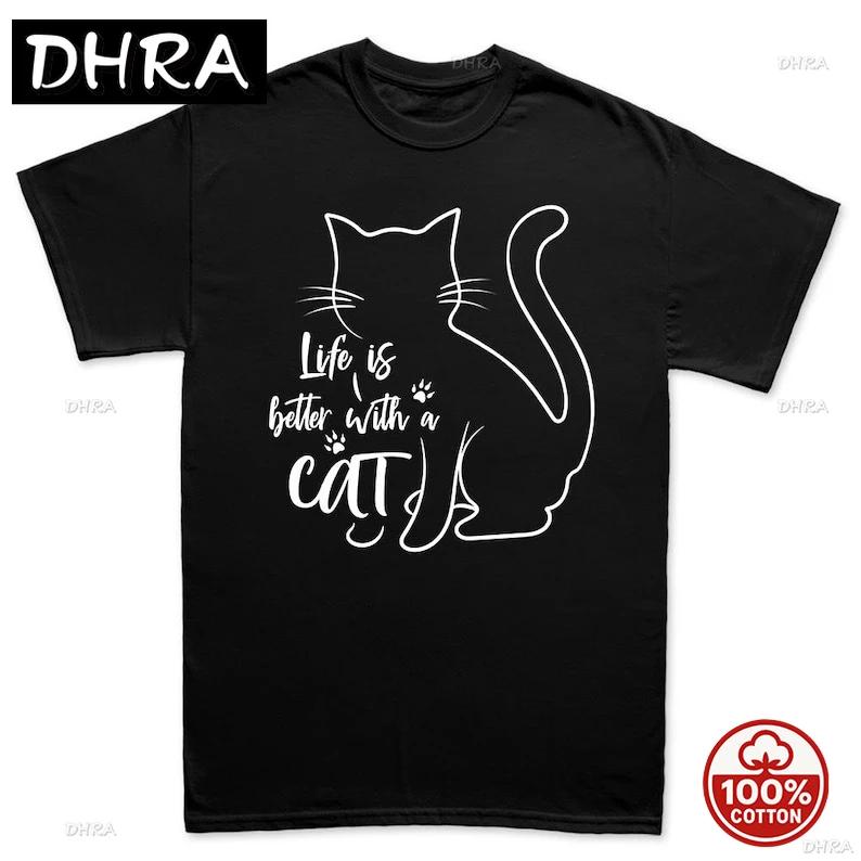 

Unisexs Life Is Better with A Cat Kitten Pet T Shirt Tee Top Tshirt for Unisex Funny Minimalist Grunge Graphic Unisex Street Fashion S