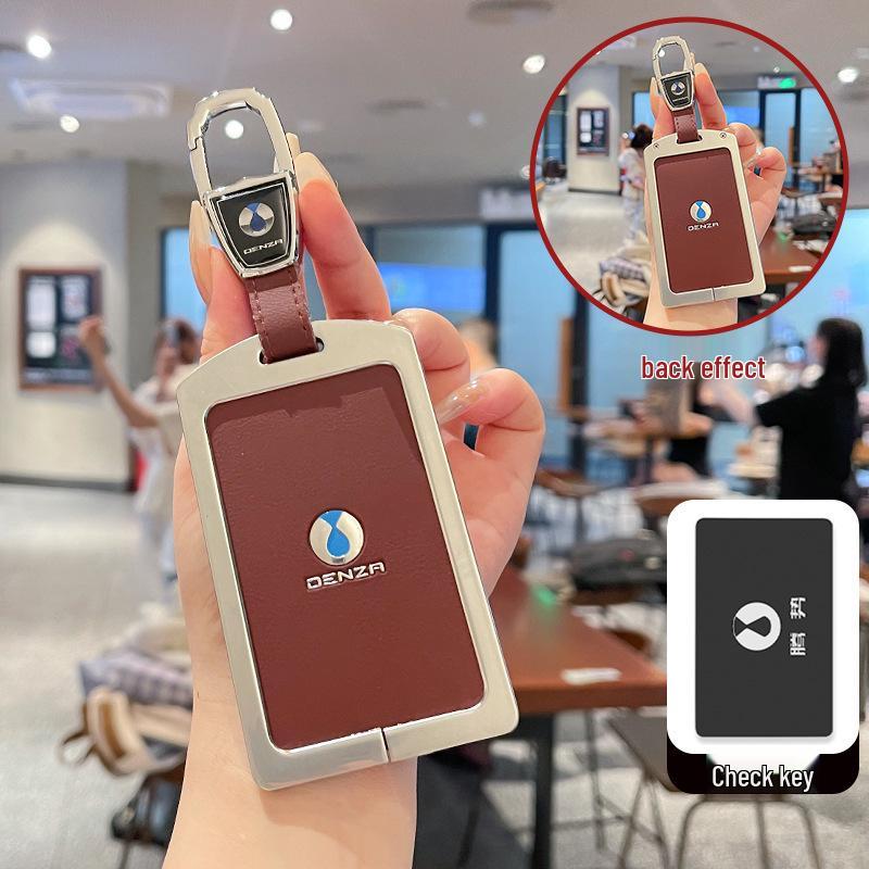 Denza D9 Key Fob Holder: NFC-Enabled Metal & Leather Card Holder for EV, Unisex with Buckle