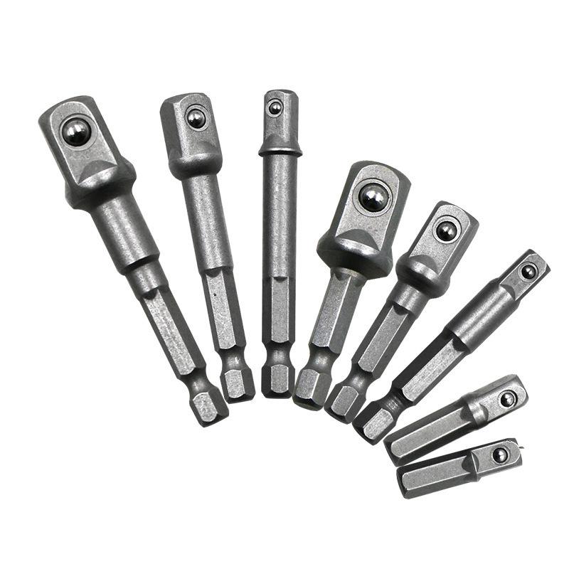 Hex Shank to Square Socket Adapter Set: 1/4, 3/8, 1/2 Inch Extension for Air/Electric Wrenches