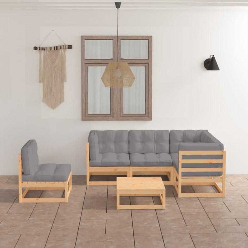 Day and Night - Day and Night Garden Furniture 6 Pieces with Cushions Made of Solid Pine Wood