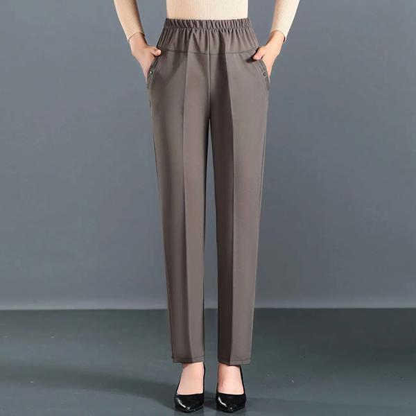 

WTEMPO Женские однотонные широкие брюки из ледяного шелка на весну и лето, эластичные, с высокой талией, тонкие, свободные, укороченные брюки для мам 4XL кофейный