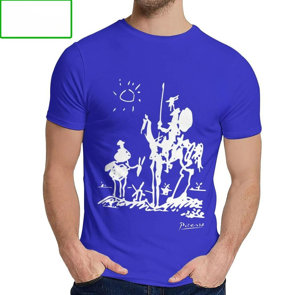 Bavlněné tričko s potiskem umělecké malby Picasso Pánské tričko Rytíř Don Quijote Dámské streetwear Krásné klasické s kulatým výstřihem