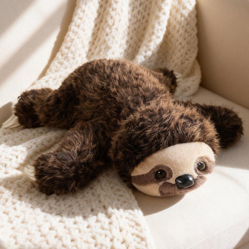 Kuscheliger Lächeln Faultier Plüschtiere Flauschig Lebensecht Bauchlage Wildes Faultier Puppe Warme Umarmung Tierpuppe Kawaii Heimdekoration