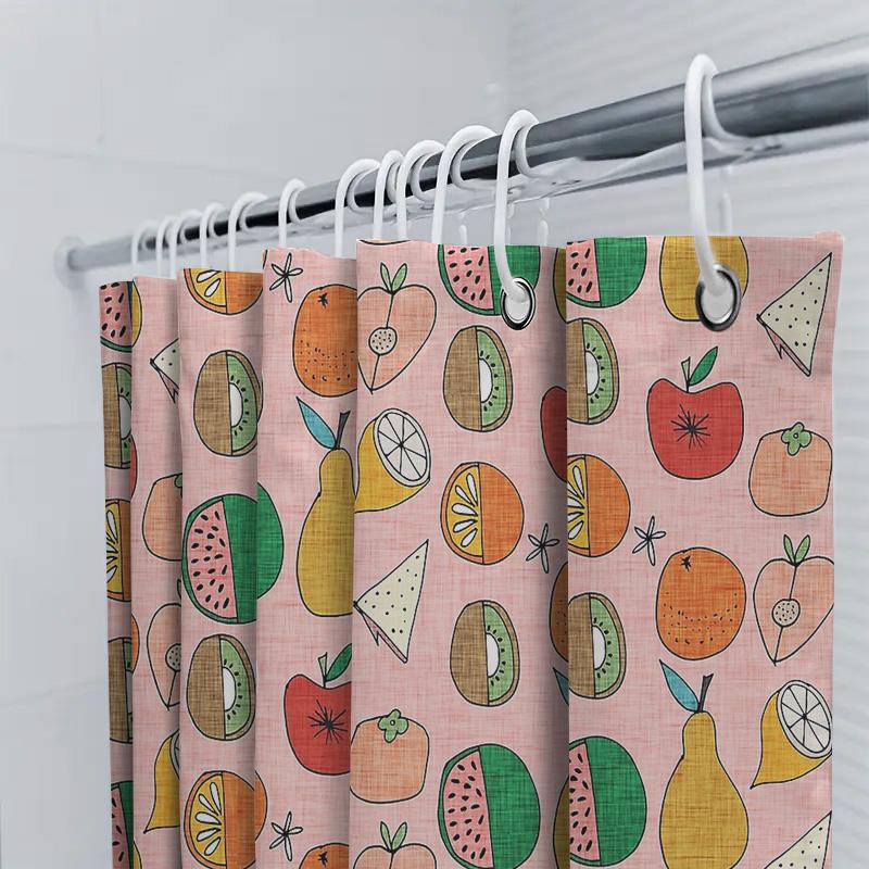 Fruit Pattern Shower Curtain Cute Watermelon Banana Pineapple Bathroom Decor Set Tropical Summer Vibes Home Textile