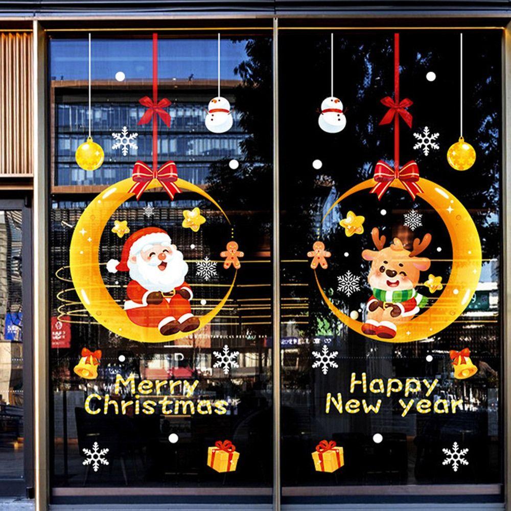 New Year Xmas Wall Sticker Snowflake Santa Claus Elk Glass Decal Gift Window Sticker  Home Decor