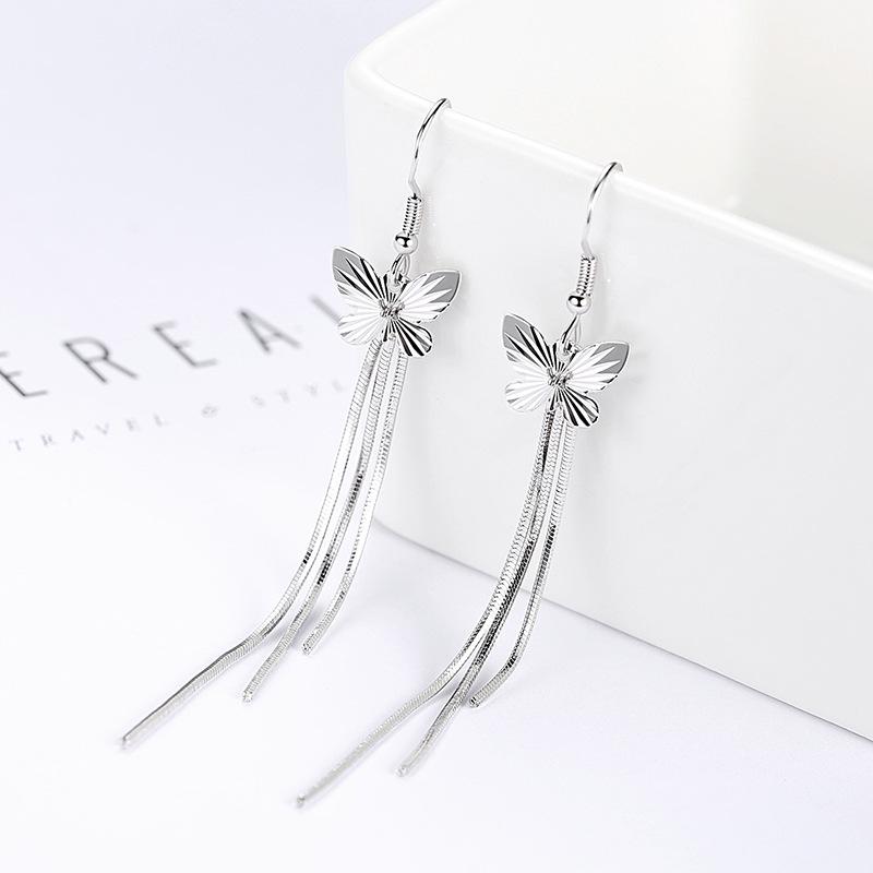 Korean Butterfly Tassel Earrings for Women - Cute, Medium Length Ear Jewelry