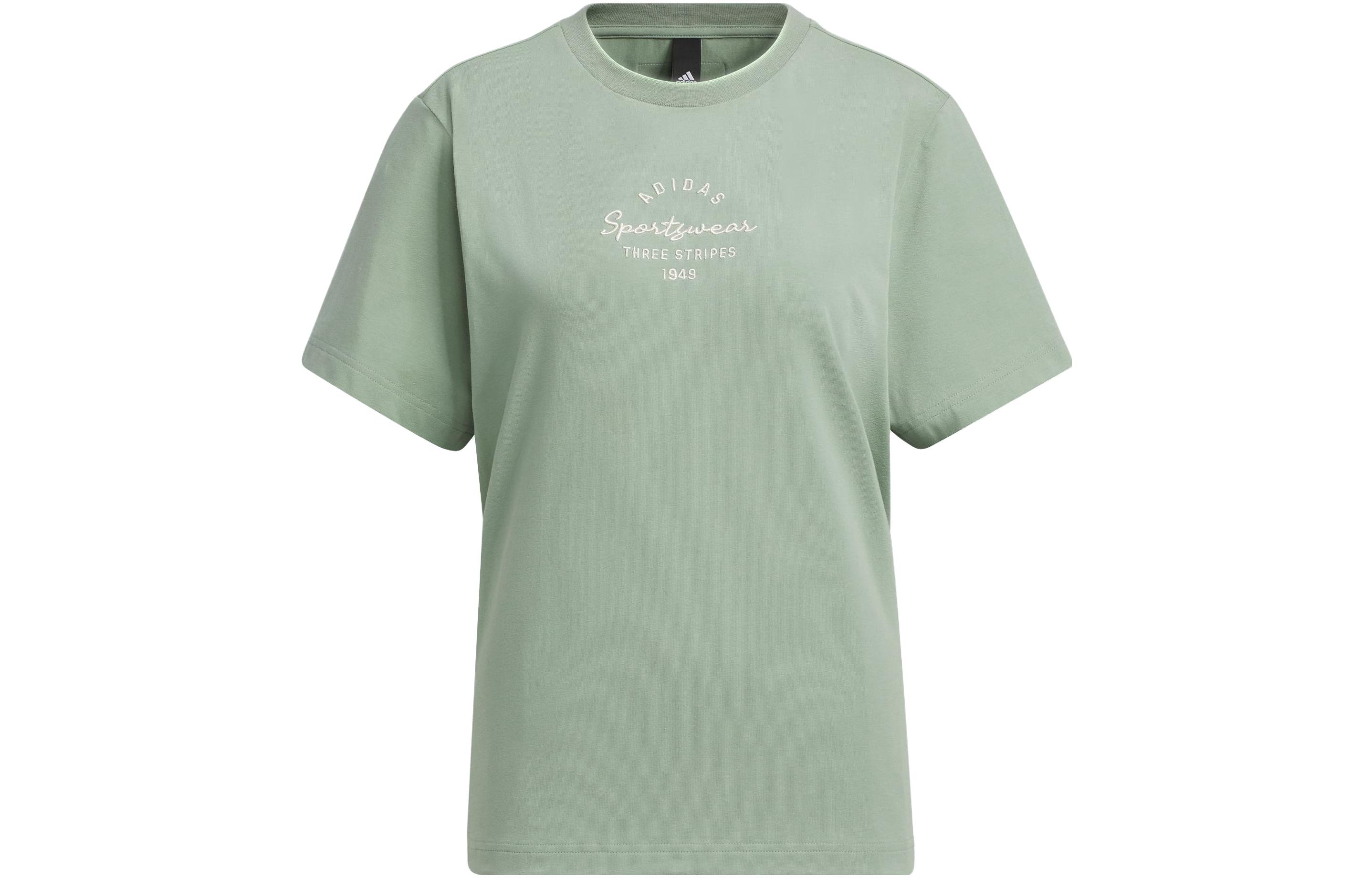 Adidas T Shirts Women s Dusty Green Crew Neck Moderate Straight Fit IS7402 M