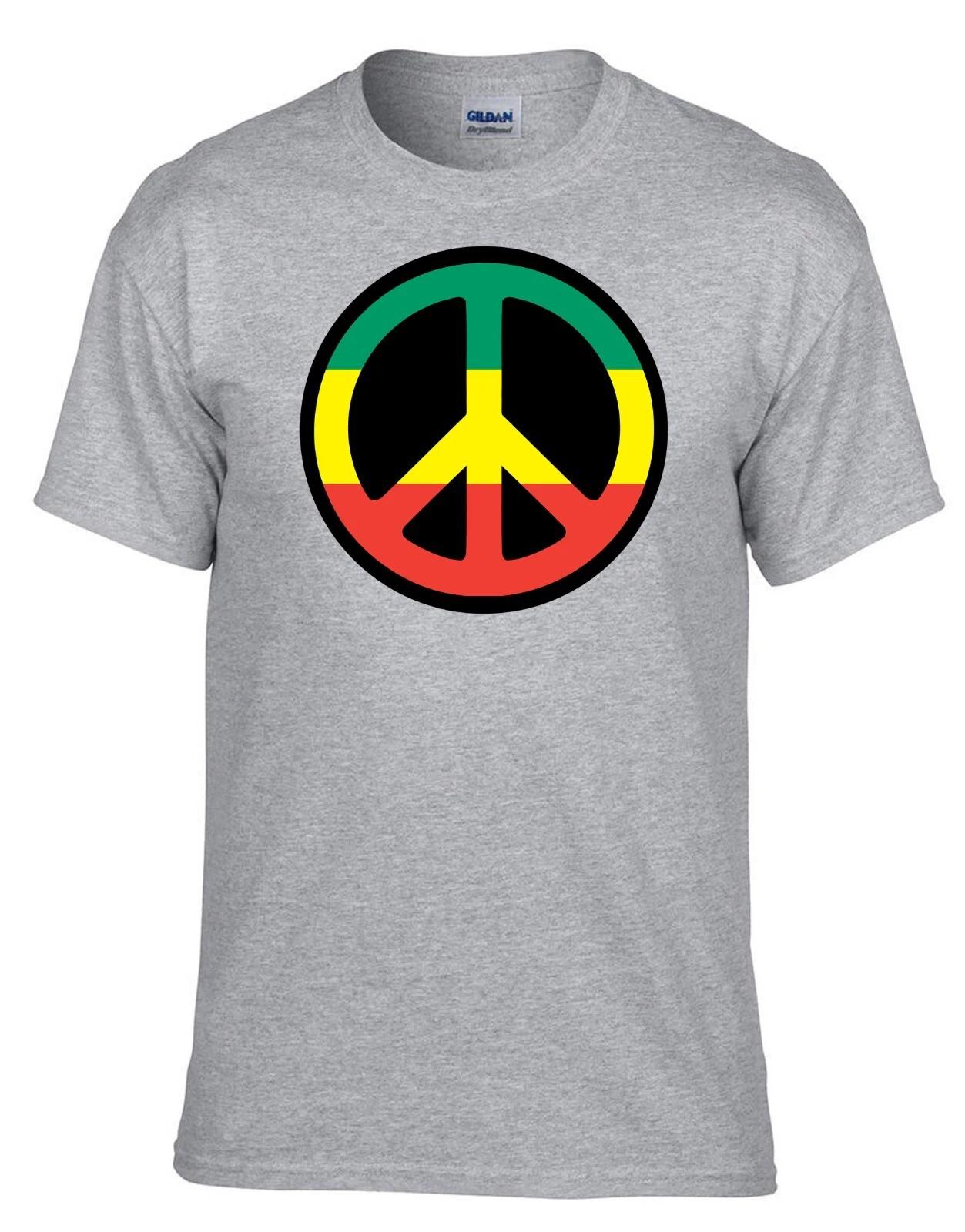 Peace Jamaica Reggae Rules Grey 100% Cotton T-shirt Mens Tees Top -134_Grey- 2XL