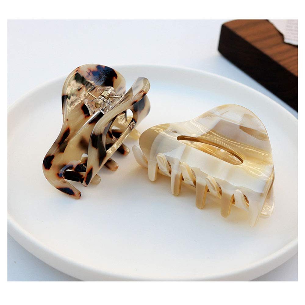 VinBee 3 PACK Hair Claw Clips, Cellulose Acetate Cutout Tortoise Shell Barrettes Claw Clips, Celluloid Leopard Print Stylish Hair Accessories for