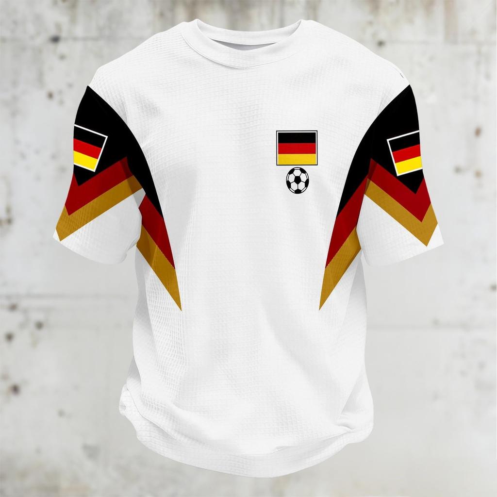 Unisex Casual Sports T Shirt Germany Print Short Sleeve Crew Neck Top Lightweight Comfortable Fit for Daily Wear
