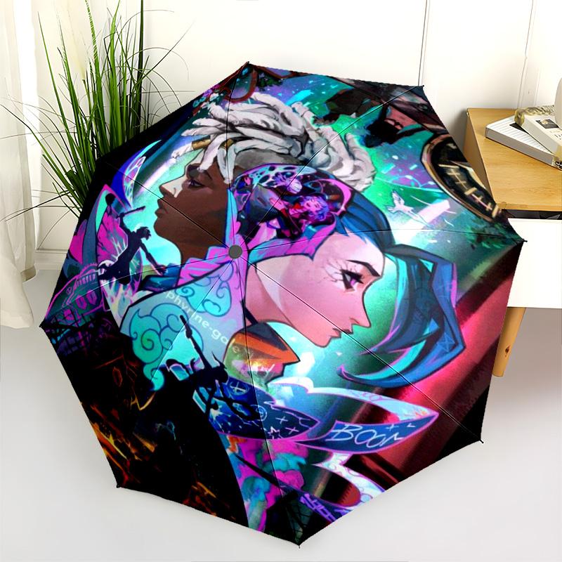 Vibrant Cyberpunk Warrior Folding Umbrella Travel Suitable for All Seasons Gift Umbrella Three Folds