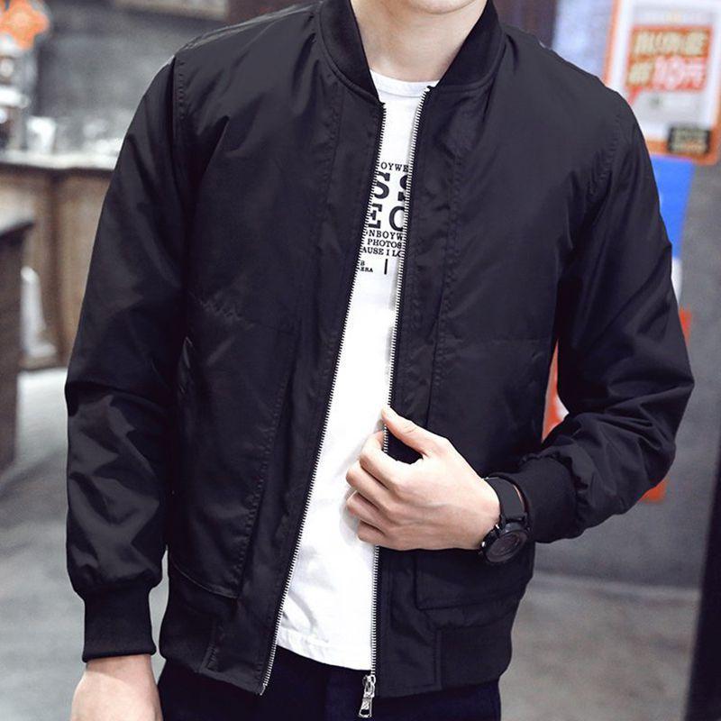 Men's Lightweight Motorcycle Bomber Jacket With Zipper Closure And Soft Material