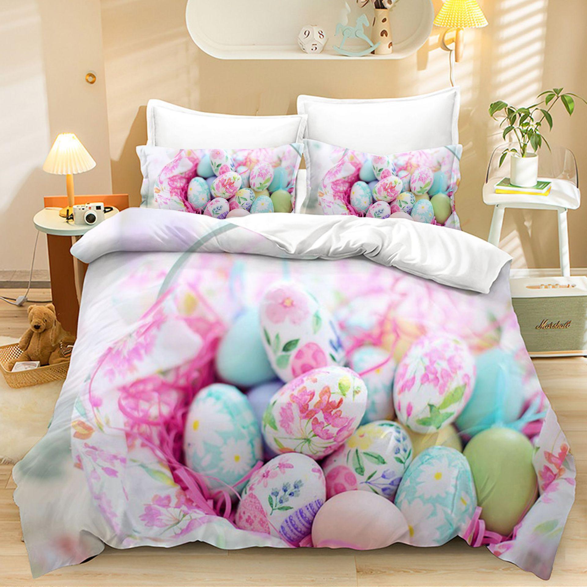 

Home Textiles Three-Piece Easter Color Cartoon Digital Printing Quilt Pillowcase Bedding 90 * 200 two-piece set