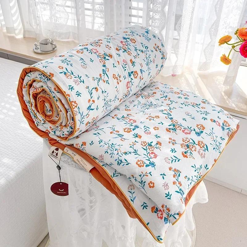 

2025 Double Layered Yarn Spring Summer Quilt Grade A Maternal and Child Thin Comforter Soya Fibre Filling Soft Breathable Duvet 150x200cm 0.9kg